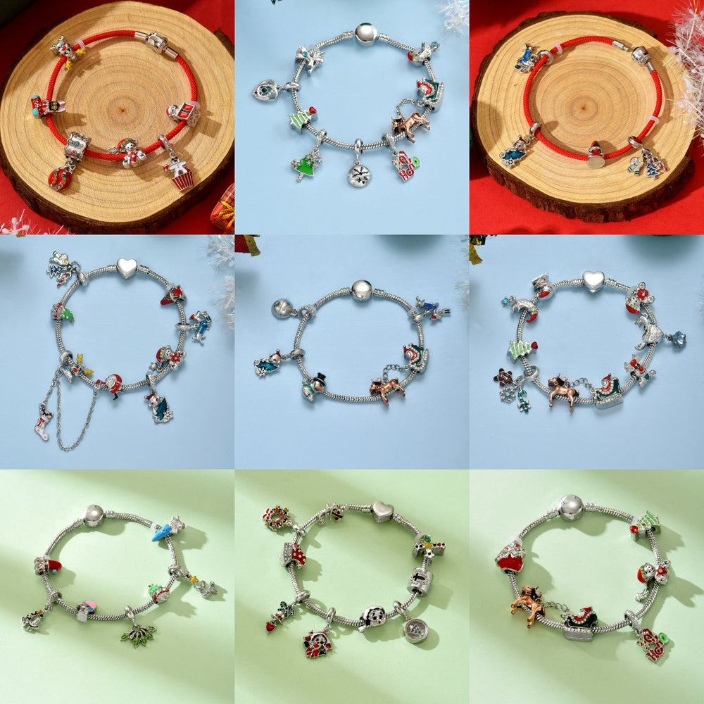 Christmas bracelet wholesale: european and american fashion trendy santa claus snowflake bell metal minimalist holiday bracelets