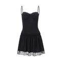 European and american women's clothing  summer new sexy & sweet style backless lace patchwork solid color camisole dress