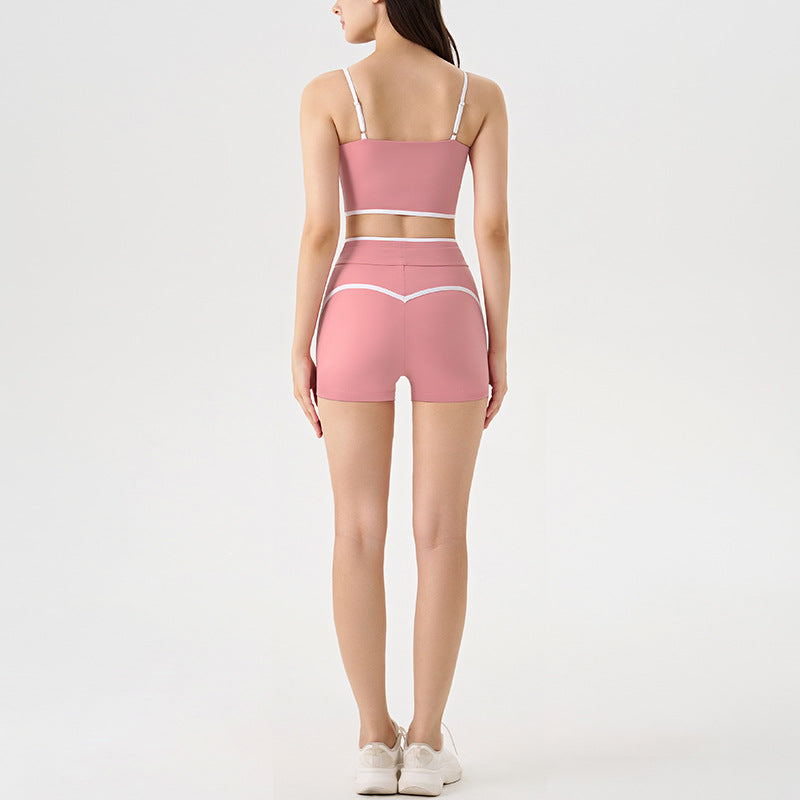 new arrivalcontrast color white striped running drawstring pants shorts three-quarter pants sports intimates bra yoga suit for women