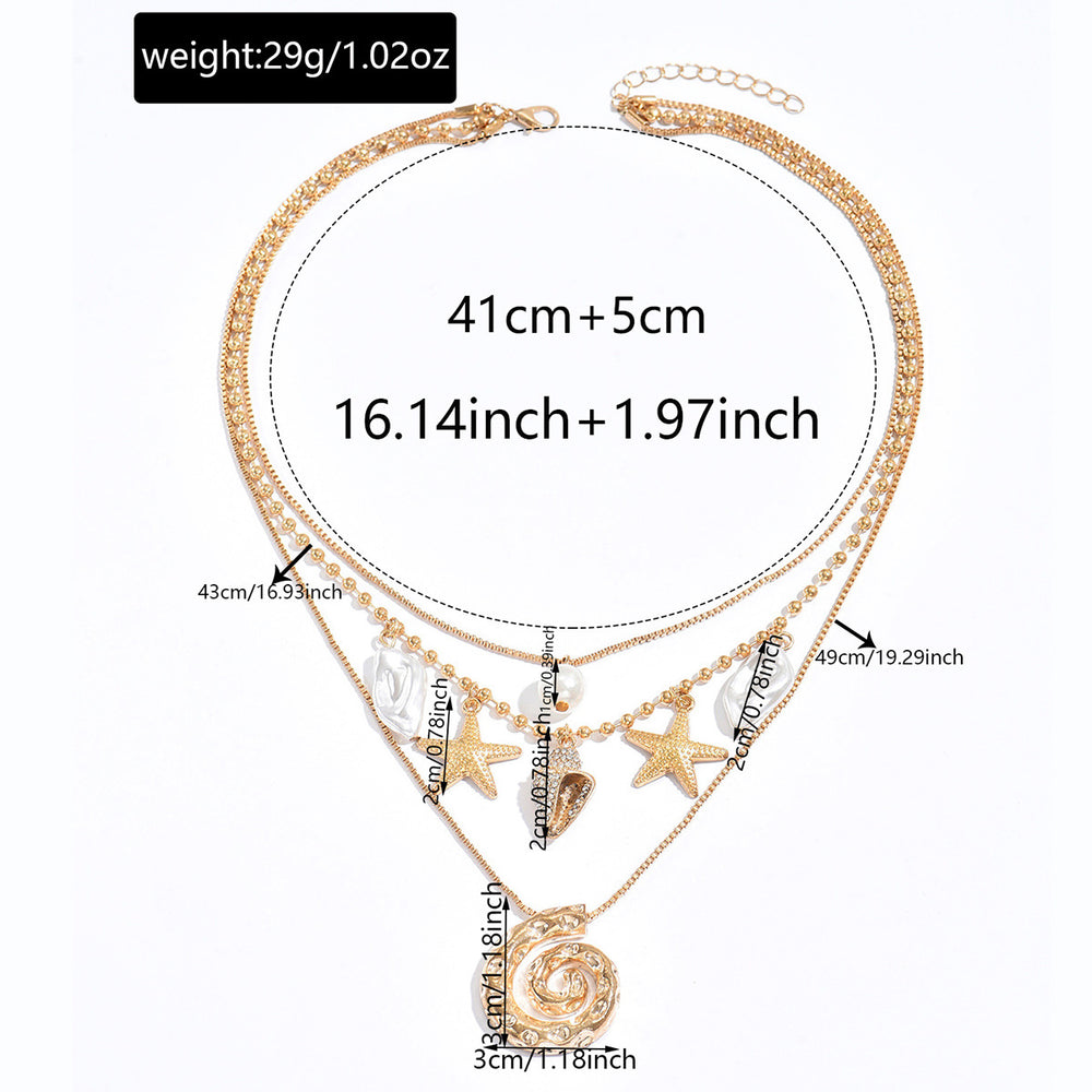 Wholesale seashell necklaces - european & american style beach jewelry featuring starfish, irregular spiral pendants, and layered designs for a vacation vibe
