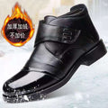 【factory direct】genuine leather men's winter cotton shoes, fleece-lined casual cowhide snow boots, thickened wool high-top leather shoes