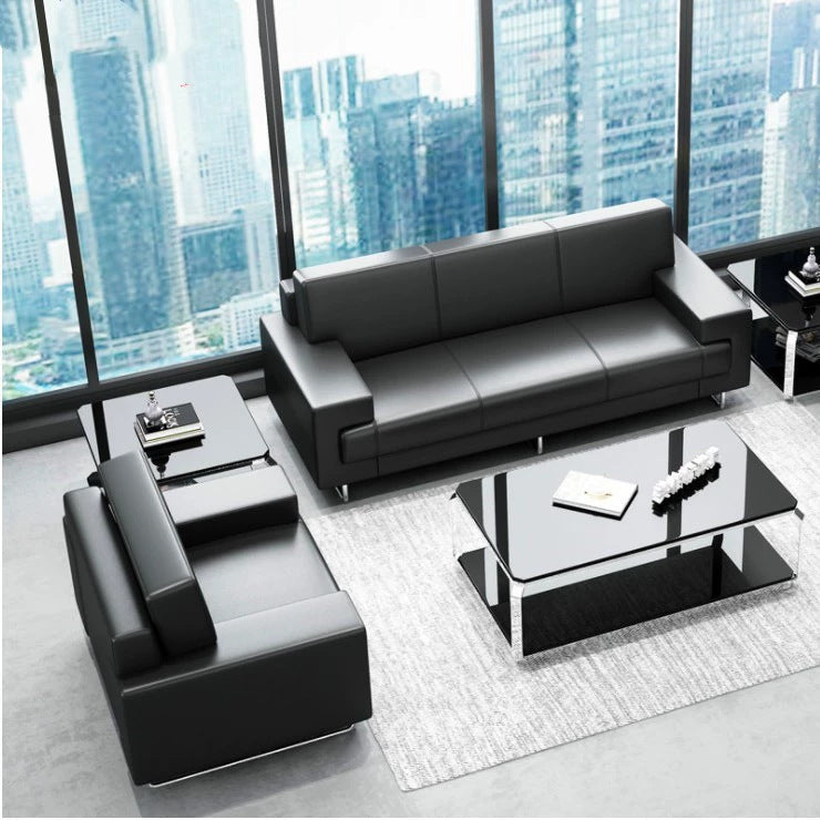 4s office sofa - minimalist modern small reception area seating - three-seater genuine leather business negotiation office