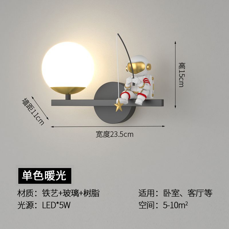 Wall lamp bedroom bedside wall lamp creative casual modern kids room moon astronaut living room popular wall lamp