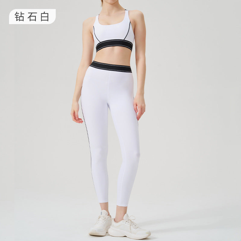 High-waisted activewear set for women - color block, open back, body-hugging, barely-there feel yoga set - running, fitness, yoga outfit with sports bra