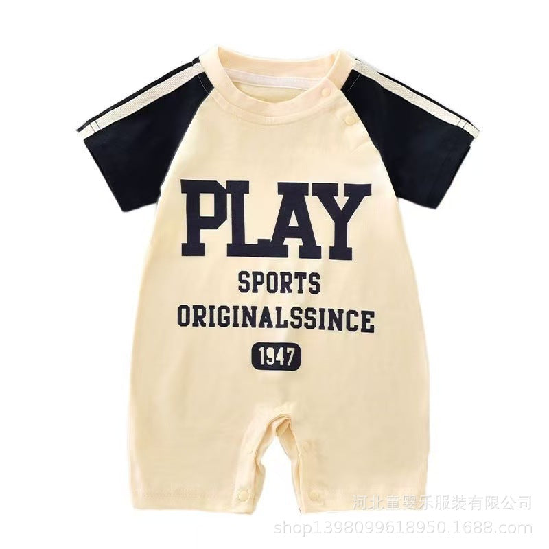 Summer lightweight baby romper - short sleeve infant outfit for summer outdoor wear - breathable bodysuit/onesie