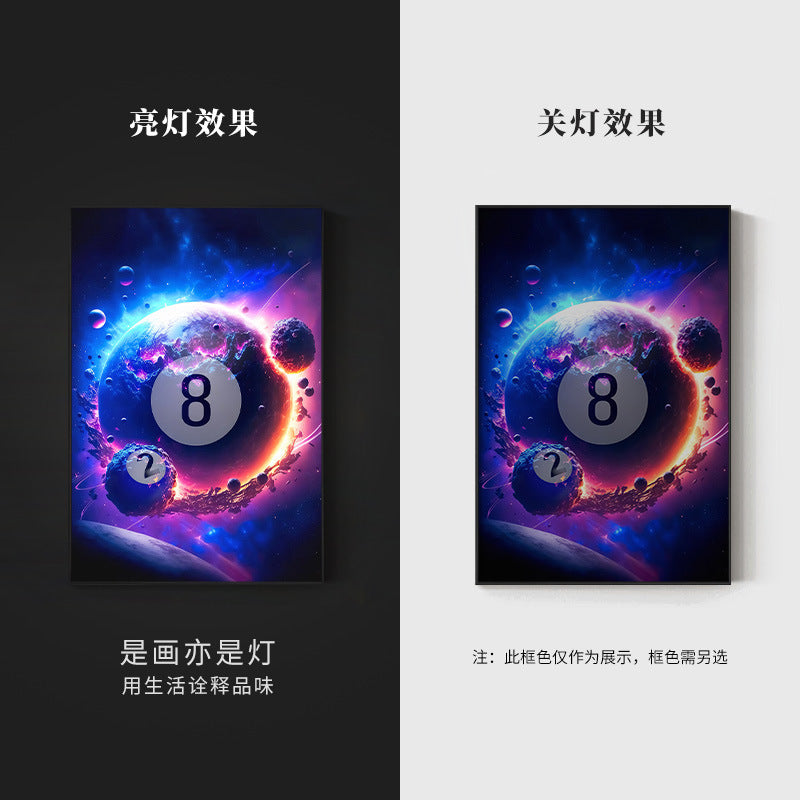 Trend billiard room luminous decorative painting imitation abyss mirror cyberpunk astronaut hanging painting billiard hall luminous lamp painting