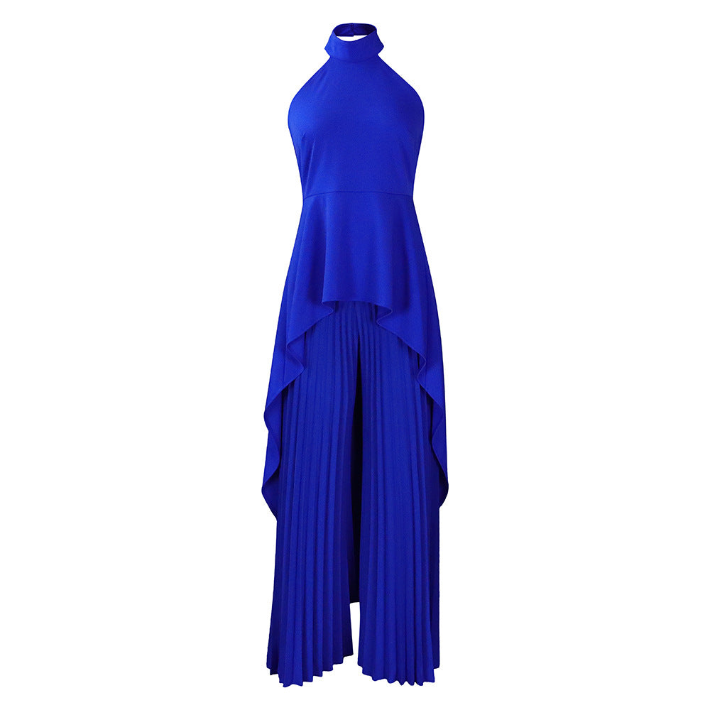C8556 european and american clothing independent station cross-border ol sleeveless asymmetricaltops wide-leg pants two-piece set foreign trade suit
