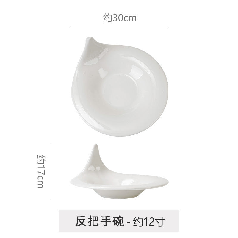 Minimalist high-end irregular ceramic dinnerware - unique solid color dessert plates for restaurants, hotels, and catering - pastry plates