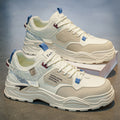 Men's spring versatile casual work shoes - leather, waterproof, athletic, height-increasing, white trendy sneakers for work and everyday wear