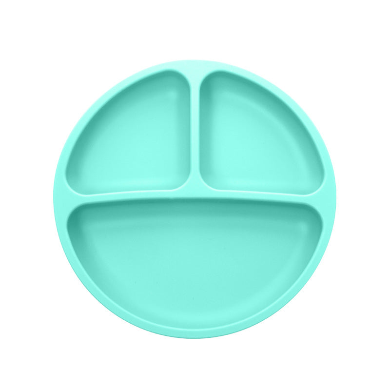 Children's Grid Silicone Plate, BPA Silicon Free Children's Gift Tableware Feeding Set Three Grid Plate