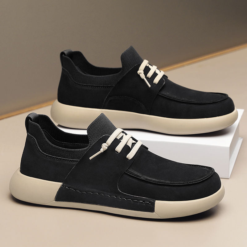Men's low-top sneakers, 2026 new trendy fashionable versatile breathable soft sole soft upper athletic casual shoes, black
