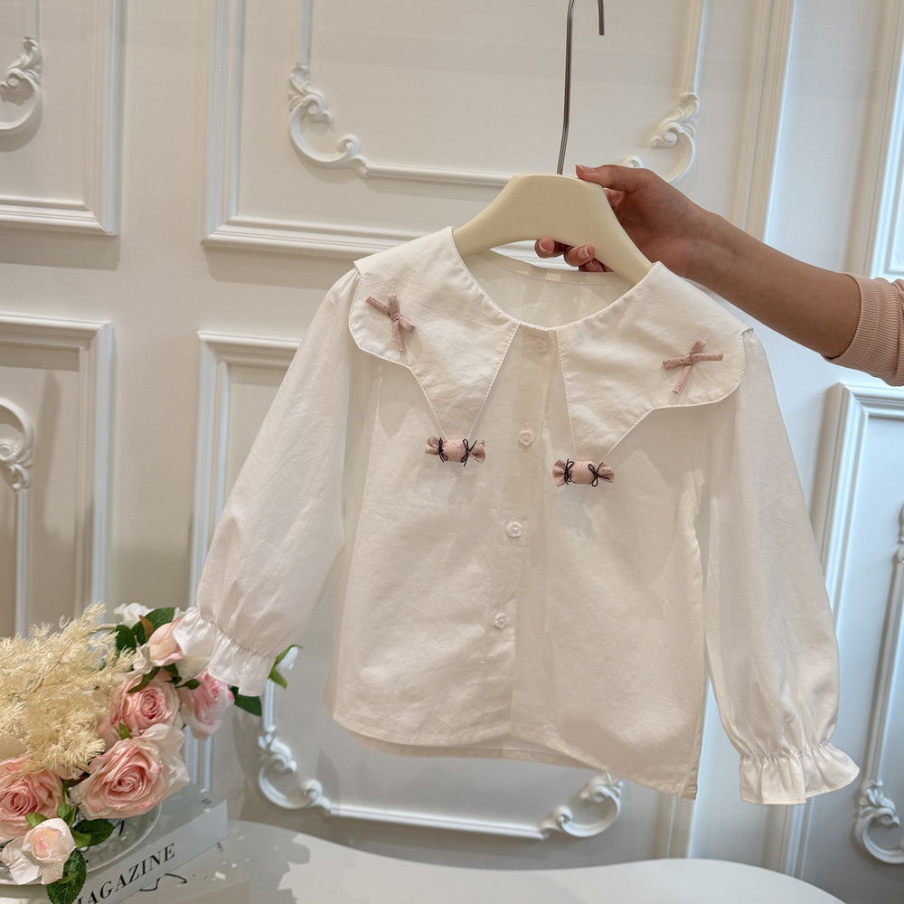 New spring girls' fashionable long-sleeved top shirt - korean style trendy blouse for baby girls - kids' clothing - children's fashion