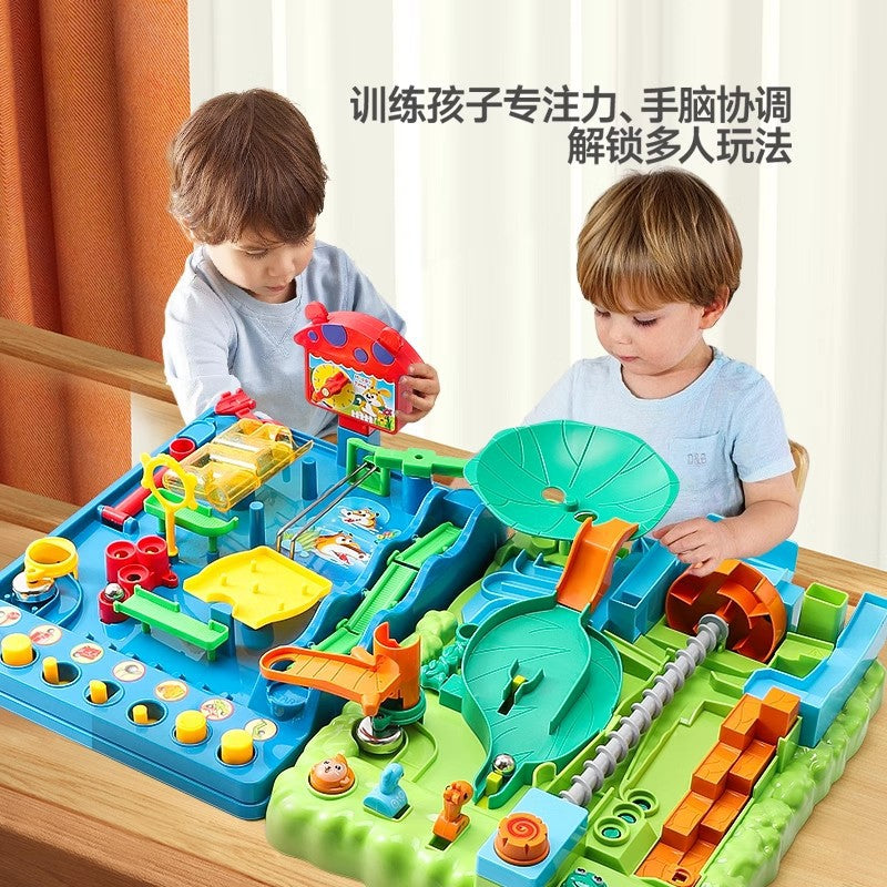 Jungle adventure marble run track tabletop game - 3-6 year old boys' marble maze educational toy
