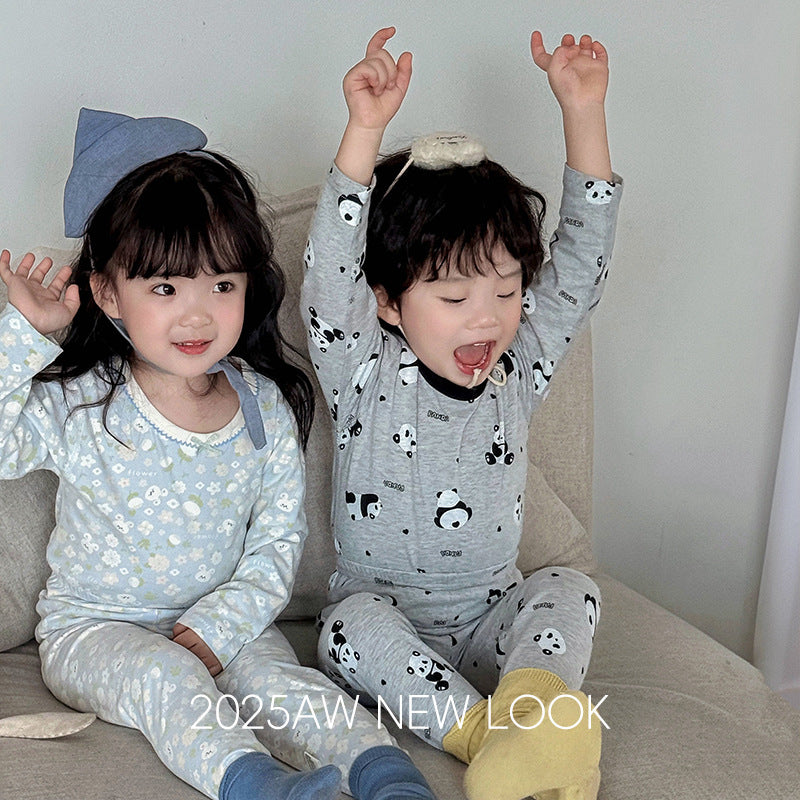 Kids' thermal underwear set - baby boys & girls autumn cotton pajamas - class a warm pure cotton lycra sleepwear