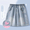 Girls' denim shorts - lightweight summer style, new  collection. trendy, breathable embroidered shorts for girls and big girls