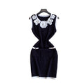 Xiaoxiangfeng stereo flower sleeveless knittingdress female summernew arrival silmslimming look a-line skirt classy sense