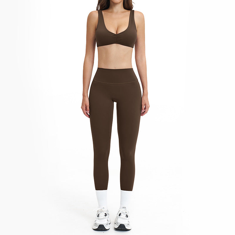 brushed new arrival yoga suit silmslimming look quick-drying fitness clothes outdoor running sports suit for women 4520