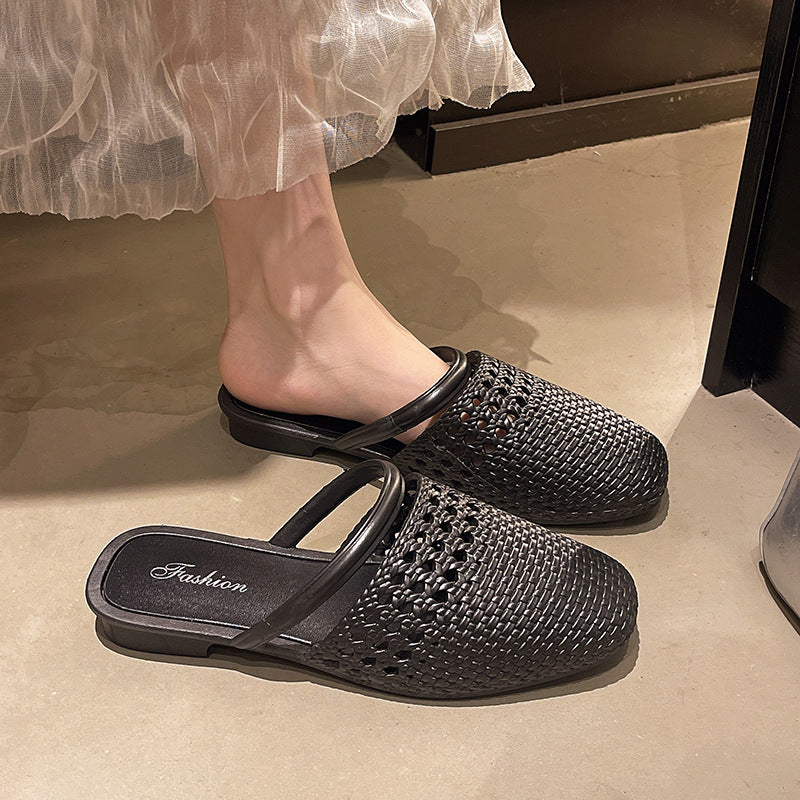 French square toe cut out toe slippers for women summer 2026 new arrivalfashionk-styleclassysenseoutwear shallow half sandals