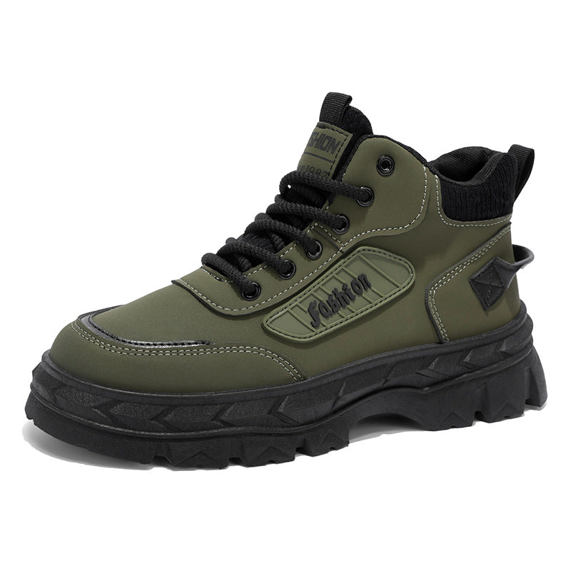 Men's shoes 2026 spring new arrivals: outdoor hiking, casual, martin boots, thick-soled, non-slip, height-increasing work boots