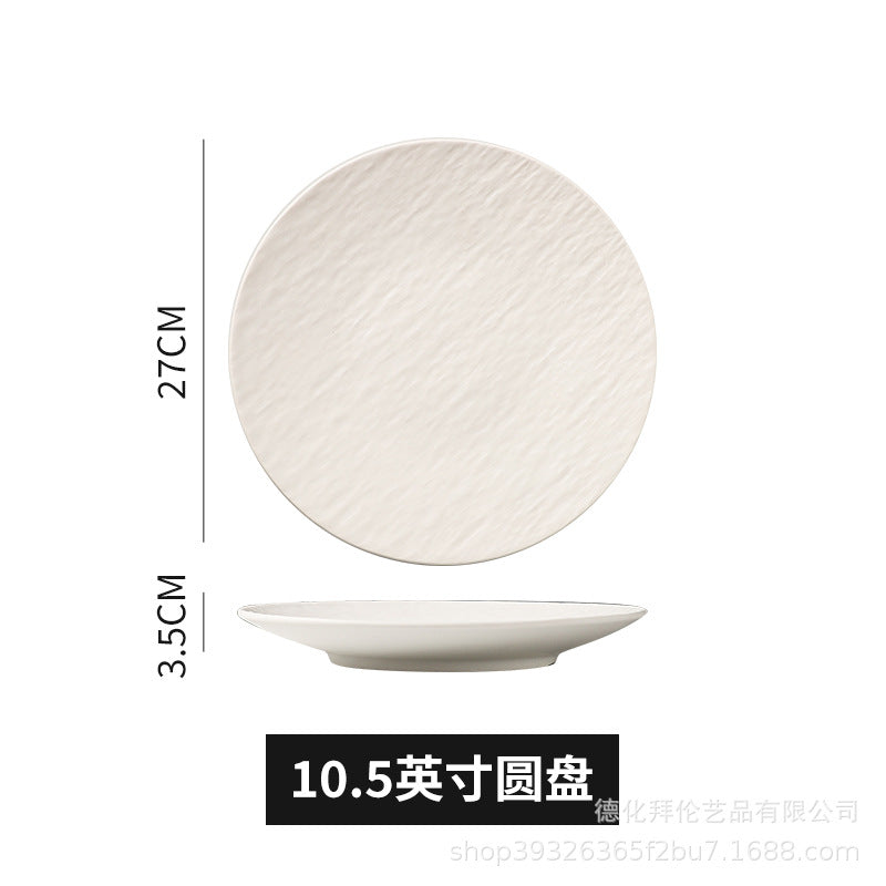 Embossed stone texture plate - steak plate for hotel & restaurant use - creative ceramic western dinner plate for home - pasta plate