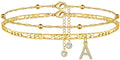 export hot-selling 26-letter anklet, zircon letter anklet, minimalist fashion seed bead cuban double-layer anklet