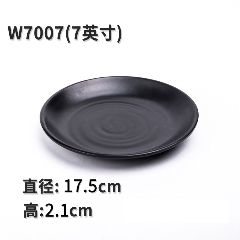 Melamine black tableware plastic dish imitation porcelain dinner plate cold dish plate barbecue hot pot plate barbecue restaurant plate commercial