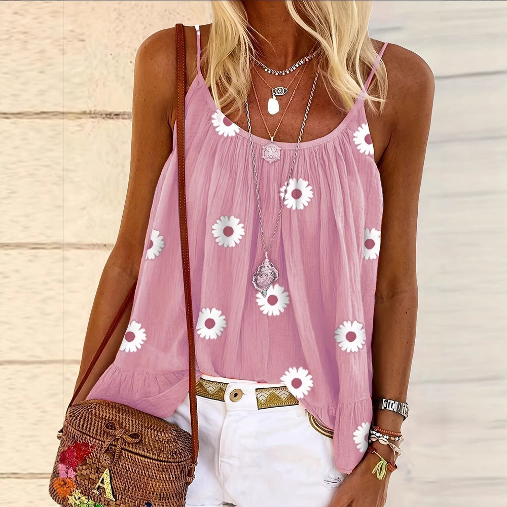 summernew arrivaldaisy floral camisole looseslimming lookins styletops inner wear vacationcasual women's style