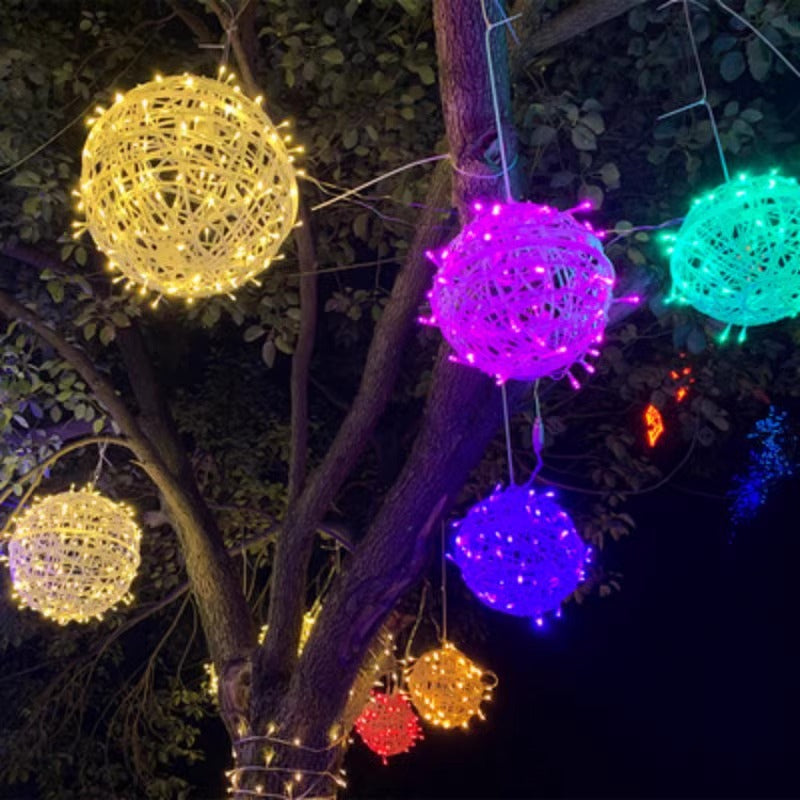 LED vine ball lamp outdoor waterproof hanging tree lanterns festival street engineering lighting luminous round ball decorative lamp
