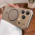 Suitable for iphone17pro large window ice-like cooling and breathable magnetic phone case apple 15 colorful hollow case