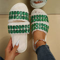 Rhinestone cotton slippers 2024 new women's winter fleece-lined thickened couple student plush slippers home indoor cotton slippers
