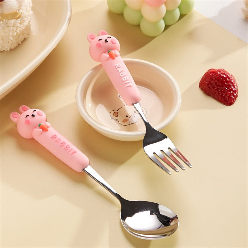 High-style, detachable, anti-scald handle fork and spoon set. cartoon design, perfect for kids' mealtimes. includes a fork, spoon, and soup spoon. wholesale options available for home use