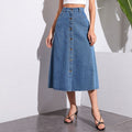Pre-sale-20071#  cross-border women's fashion european and american ins fashion buttoned high waist denim half-length skirt
