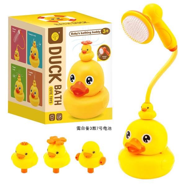 Cross-border export bathroom swimming yellow duck with shower electric spray baby bath toy floating duckling