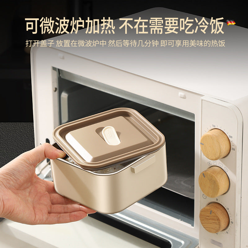 304 stainless steel layered thermal insulation lunch box can be heated in microwave oven, office workers bring rice, light and divided bento lunch box