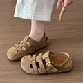 Retroniche stylecut out toe half slippers for women 2026 spring and summeroutwear one-leg thick sole ugly cute casual birkenstock shoes