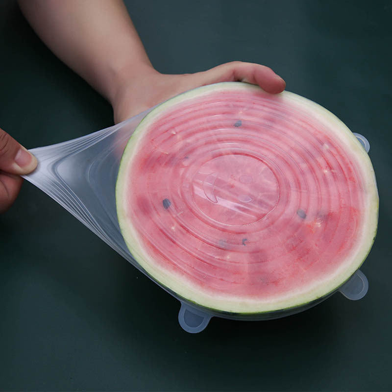 6-piece set of silicone fresh-keeping lids, smiley face style, food-grade plastic wrap, high temperature resistant, elastic stretch, sealed transparent bowl lids