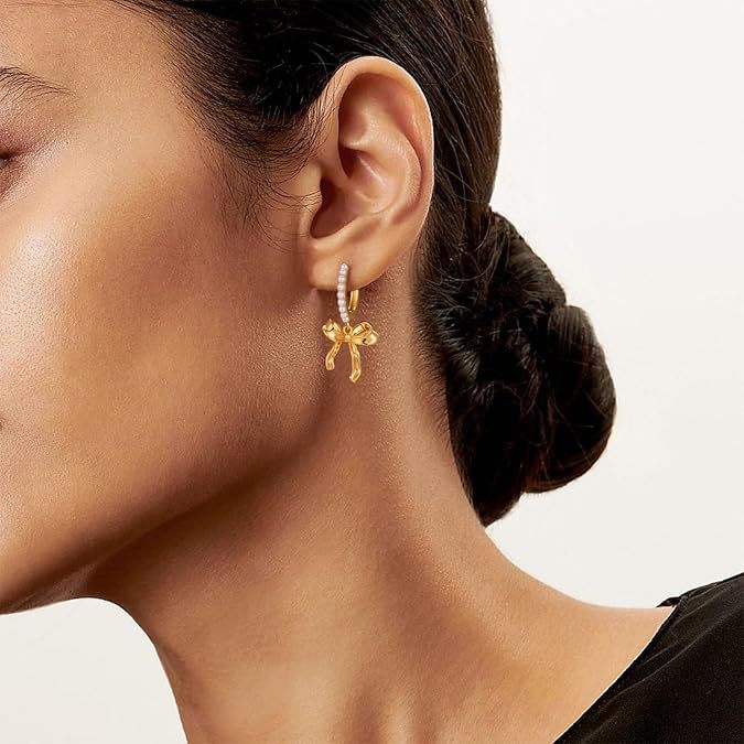 Amazon cross-border fashion high-end pearl bow earrings - versatile new arrivals, perfect for girls' gatherings and holiday gifts