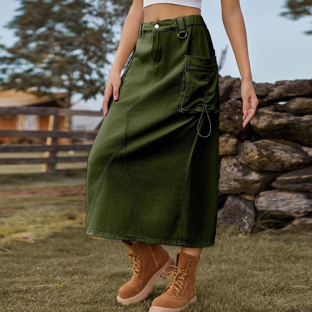 European and american cross-border e-commerce women's retro denim workwear casual midi skirt - new arrivals for  & independent stores