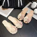 2025 summer new fashion closed-toe flat mules - women's floral low-heel fairy style sandals for dressing up and out, perfect with skirts