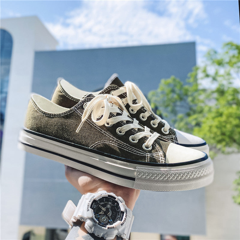 Classic 1970s low-top canvas shoes - unisex retro oiled veneer shoes - korean style student canvas sneakers for men and women