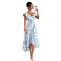 & independent store hot-selling printed ruffle-trimmed short-sleeve dress