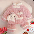 Three-layer thickenedfleece-linedthickenedgirlfall and winter flannel pajamas chinese style heattechsuitkids baby home clothes