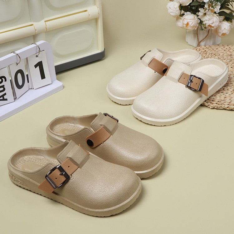 Durable birkenstock shoes women's summer couple fashion outwear thick sole heightening indoor waterproofnon-slip nurse shoes toe cap slippers