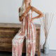 Russian, european, and american wish-style amazon 2025 new women's sexy wide-leg printed jumpsuit with straps