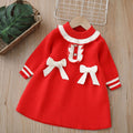 Girls' knit dress - new autumn/winter  collection - sweet bow detail, baby girl dress