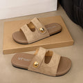 Women's summer slides 2025 new flat retro casual versatile one-strap sandals fashionable trendy niche design