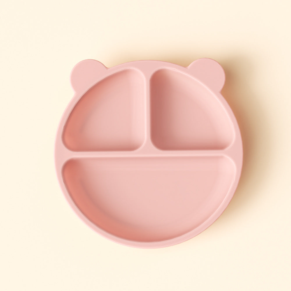 Children's dinner plate, baby eating, silicone bowl, infant food supplement bowl, suction cup type grid plate, mother and baby products tableware