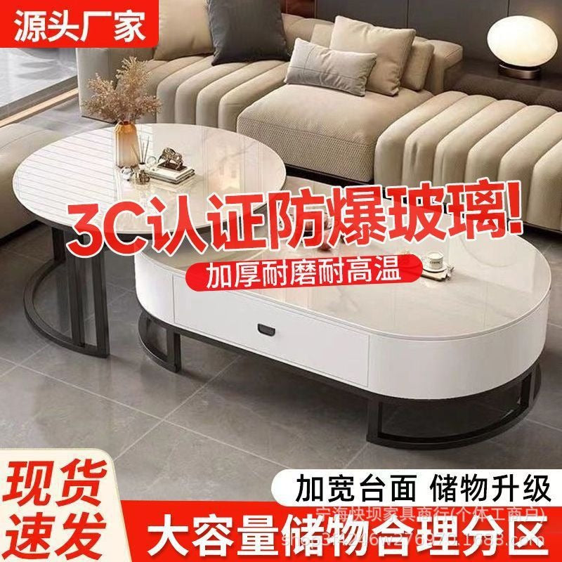 Coffee table accessible luxury oval living room modern for homecasual type rock slab popular glass tea table small apartment accessible luxury