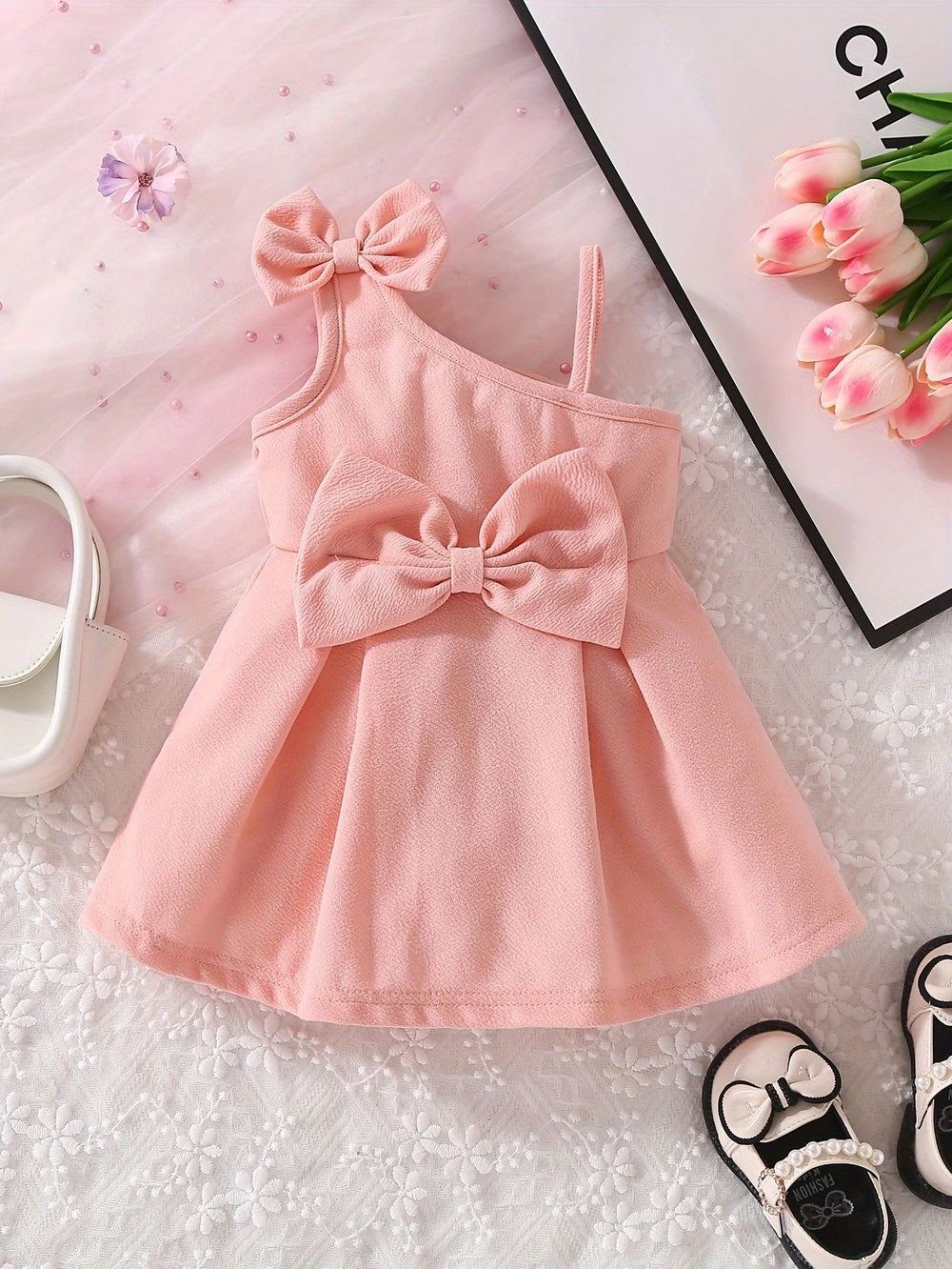 summer new girls' dress - baby girl's suspender bowknot cute dress - princess dress