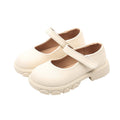 Vancahao girls' chunky sole leather shoes,  spring/autumn new collection, round toe black flats, mary janes for older girls